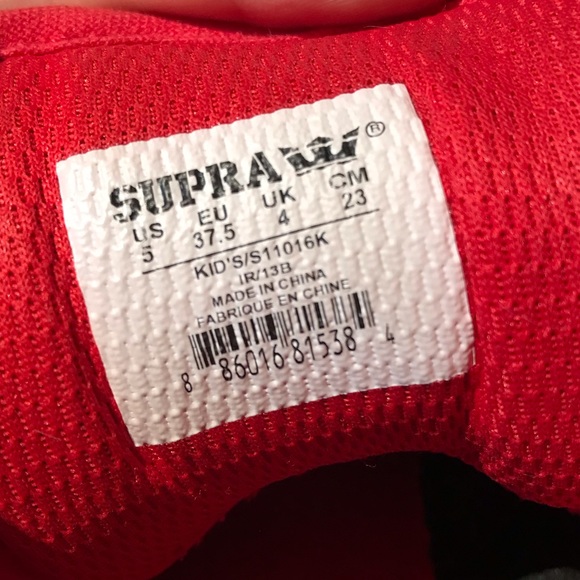 Supra all red high tops sneakers canvas lace up kicks - Picture 10 of 10